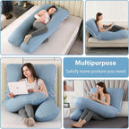 Amagoing Cooling Pregnancy Pillow for Sleeping, U Shaped Maternity Full Body Pillow for Women with Hip, Leg, Back Pain Support, Removable Cooling Cover Included (Light Blue)