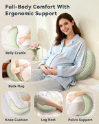 Memory-Foam Pregnancy Pillow for Sleeping - Upgrade Material Maternity Pillow for Pregnant Women - Quality Cooling Travel Wedge Pillow for Back, Belly, and Hip Relief, Gifts for Pregnant Women