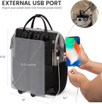 LOVEVOOK Diaper Bag Backpack, Baby Bag with Changing Station, Large Diaper Backpack for Mom Dads, Waterproof Leather Mommy Bag for Boy and Girl, Travel Essential Baby Shower, Black-Grey