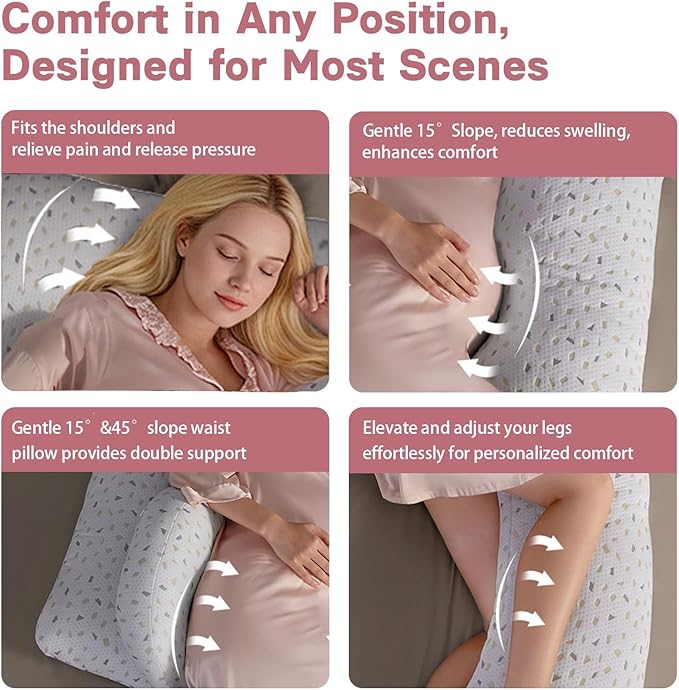 Pregnancy Pillows for Sleeping, SEEDNUR Full Body Maternity Pillow with Removable Cover, U-Shaped Detachable Pregnancy Body Pillow Support for Back, Legs, Belly & HIPS, Pregnancy Pillow to Reduce Pain