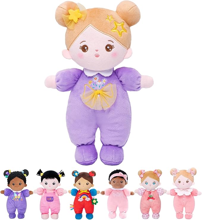 OUOZZZ Soft Baby Doll for 1 Year Old Girl Gifts - Toys for 1 Year Old Birthday Christmas Plush Gift for Toddler Adorable First Doll Daisy Purple 10"