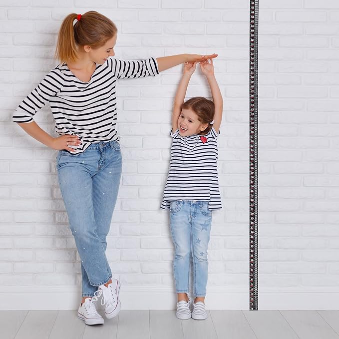 Tatuo Growth Chart Wall Labels Height Indicator Tape Ruler Growth Chart Decor Height Indicator Adhesive Ruler for Home Room Measuring (Black)