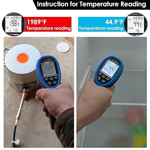 BTMETER BT-1800 Non Contact Pyrometer High Temperature Infrared Thermometer Gun -58°F ~3272°F (-50~1800℃) DS 50:1 for Metal Melting Furnace Forge Kiln Tempe Tester (Not Accurate for Human Temp)