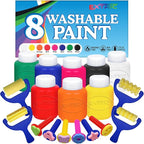 Kids Painting Set, Washable Paint for Kids 8 Colors with 10 Paint Sponges, Non Toxic Tempera Paints 2 oz Each, Paints for Toddlers Art, Craft, School and Home Finger Painting Projects