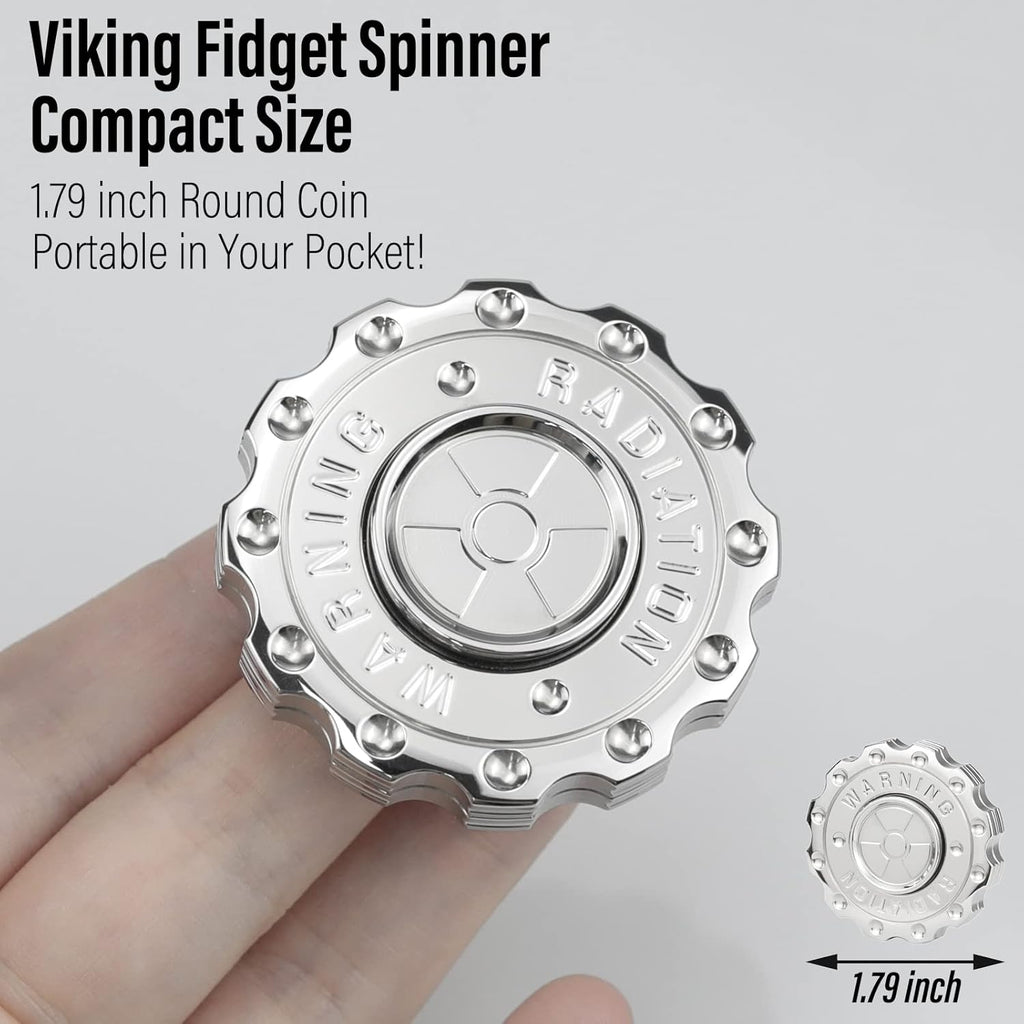 FREELOVE Metal Fidget Spinner Magnetic Slider, Spinning Haptic Clicker, Heavy Stainless Steel Spin Clicky, Small Round Gear Click Gyro, Premium Silent Bearing, Adults Anxiety Cool, Nuc Silver