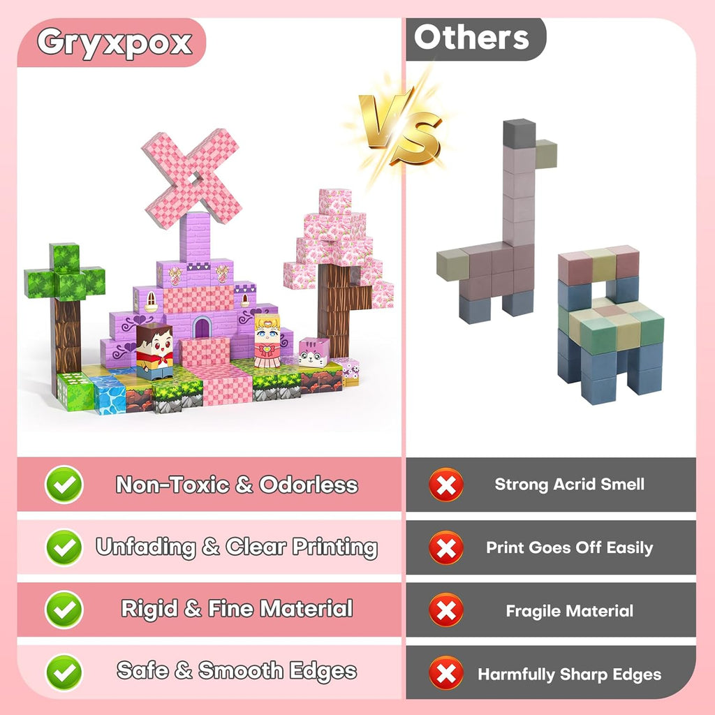 Magnetic Blocks, Magnetic Building Blocks 100pcs, STEM Sensory Toys with Princess Castle Build–Creative Magnet Tiles for Toddlers Ages 3+, Boys & Girls–Christmas Birthday Party Kids Gifts