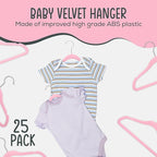 25 Premium Baby Velvet Hangers - 11.8 Inches Non-Slip & Ultra-Slim Baby Hangers for Space-Saving & Children Clothes - 360 Swivel Hook, Strong & Durable Infant & Toddler Clothes Hanger - Pink