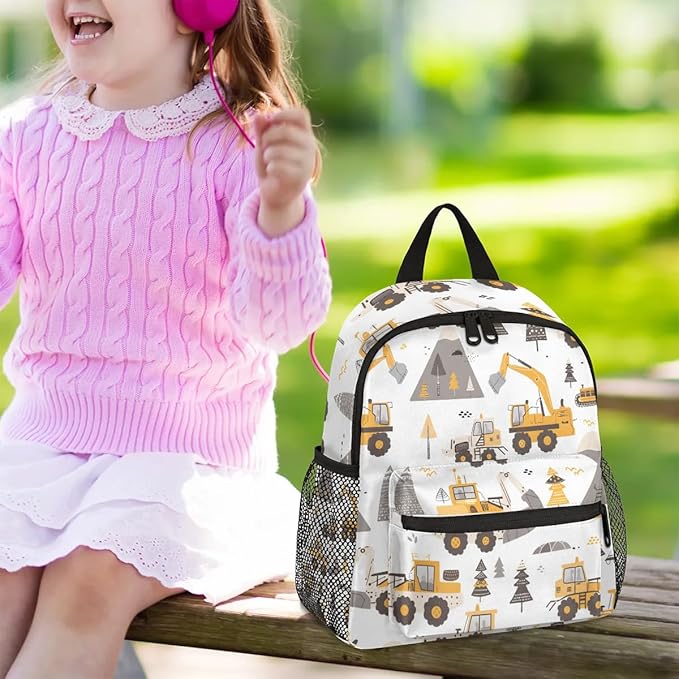 Toddler Backpack for Boys Girls - 12 Inch Cartoon Excavator Kids Backpack Preschool Kindergarten Backpack Lightweight Waterproof Schoolbag Book Bag for School