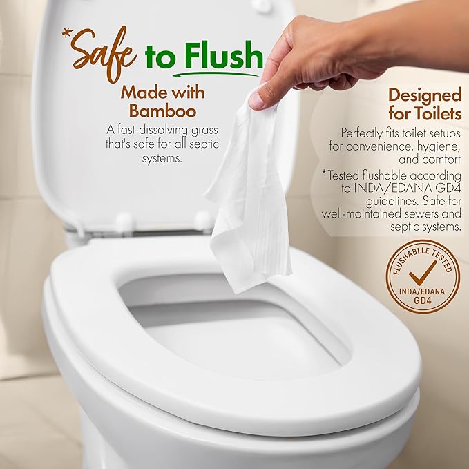 Bamboo Wipes – Pack of 4 (240 XL Flushable Wipes) – Organic, Tree-Free, FSC Certified & Septic Safe – 99% Water, Unscented & Sensitive Skin Safe – Biodegradable, Compostable & Eco Friendly