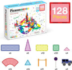 PicassoTiles 128pcs Magnetic Race Car Track Building Block Educational Toy Set Tiles Magnet Playset 3 LED Car STEM Learning Construction Kit Fine Motor Skill Training Brain Development for Kids Age3+