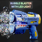 Rechargeable Blue Shark Bubble Guns for Kids, LED Light Up Bubble Machine Blower with 2 Bottles Bubble Refill Solution for Kids, Bubble Makers Blaster for Toddlers, Summer WeddingToys Gift