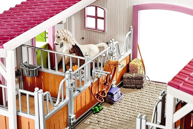 Schleich Horse Club - 97PC Riding Center Horse Toy Playset with Rider, 2 Horses, Barn and Farm Figurine Accessories for Girls and Boys - Interactive Play Figures - Realistic Kids Toys Ages 5+ | 42344