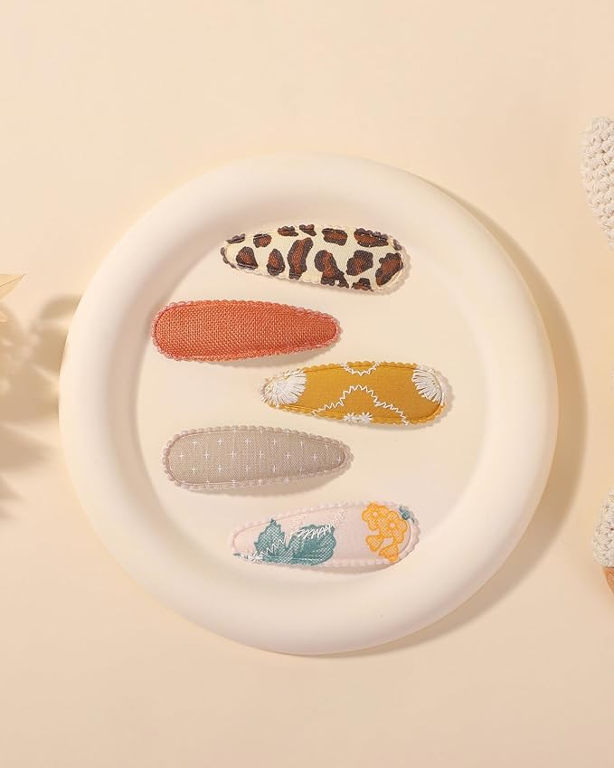 doboi 40Pcs Toddler Hair Clips Baby Girl Hair Bows Clips Hair Barrettes Floral Print Non Slip Snap Hairpins Flower Clips Accessories for Baby Girls Kids