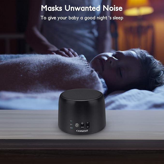 Conor White Noise Machine, Sleep Sound Machine - 24 High Fidelity Soothing Fan & White Noise Sounds, Timer & Memory Feature, Portable Office Privacy or Travel Sleep Therapy for Baby, Kids, Adults