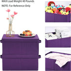 HOONEX Storage Bins with Lids for Organizing, Pack of 2, Storage Boxes with 2 Carry Handles and Sturdy Heavy Cardboard, 16.5" L x 11.8" W x 7.5" H for Shoes, Books, Clothes, Nursery, Dark Purple