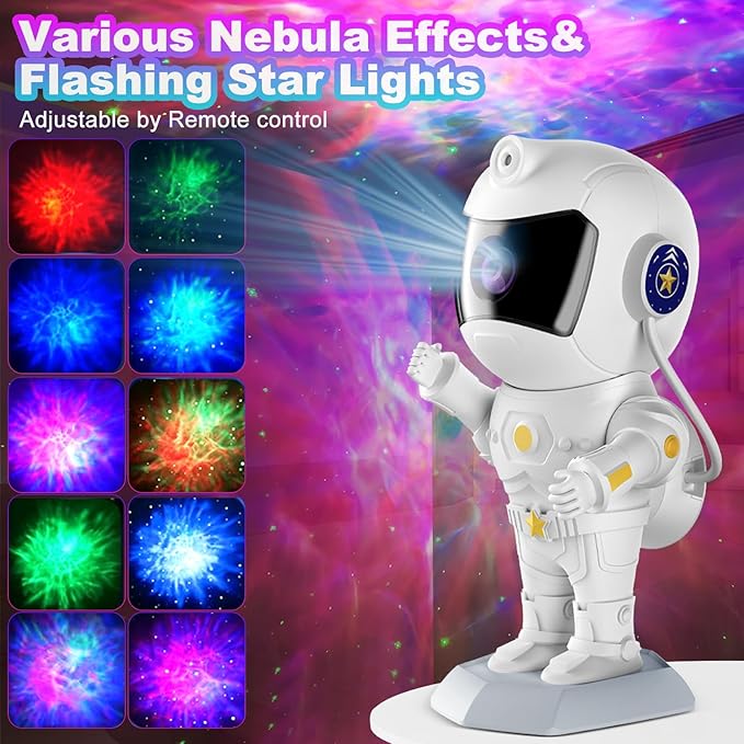 XIAOER Astronaut Galaxy Projector, Robot Star Night Light for Bedroom, Starry Nebula Space Projector Ceiling Lamp with Timer and Remote Control for Kids Adults