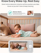 Dr.Care LumiView Smart WiFi Baby Monitor - 5" 1080P FHD & 2K Camera App Control, Privacy Mode, 5000mAh Removable Battery,Cry & Motion Alerts, HD Night Vision, RGB Night Light, Multi-User, 1279ft Range