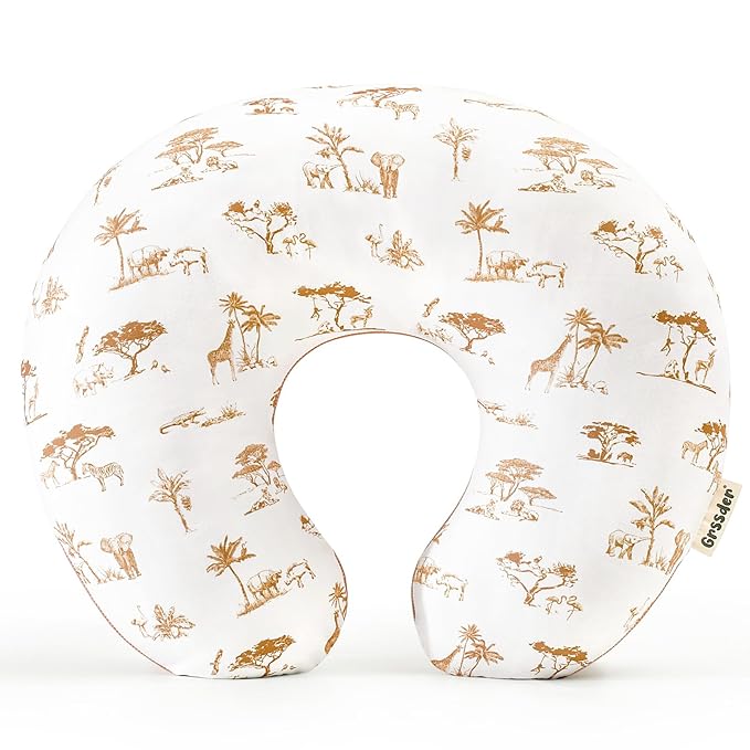 GRSSDER Nursing Pillow Cover Stretchy Minky Removable Nursing Covers for Breastfeeding Pillows, Ultra Soft Comfortable Slipcover for Boy and Girls, Stylish Elk Animals Pattern