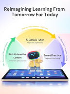 AI Kids Tablet with Scanner - 50000+ Content AI Tutor Learning Tablet with ELA, Math, ABC, Word, Read, Phonics, STEM for Homeschooler Educational Study for PreK - G6 (TalPad T100, Standard)