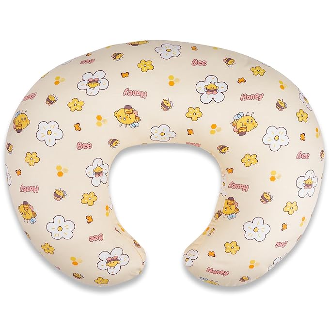 Baby Nursing Pillow for Breastfeeding, Adjustable Breast Feeding Pillow for Bottle Feeding, Breastfeeding Essentials for Mom and Baby Healthier Nursing, Removable Cover- Bee Yellow