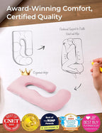 Momcozy Pregnancy Pillows for Sleeping, U Shaped Full Body Maternity Pillow for Side Sleeping - Support for Back, Legs, Belly, HIPS, 57 Inch, Pink