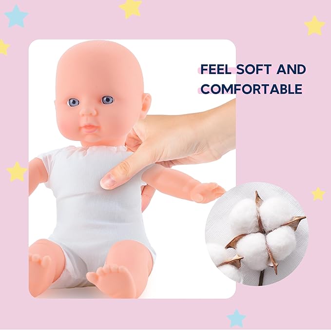 Toy Choi's Twin Baby Dolls - 12 inch Two Soft Body Black and White Doll with Accessoires, Dolls Play Set for 2 3 4 5 Year Old Boys and Girls Gift | Pink Outfit Doll Set