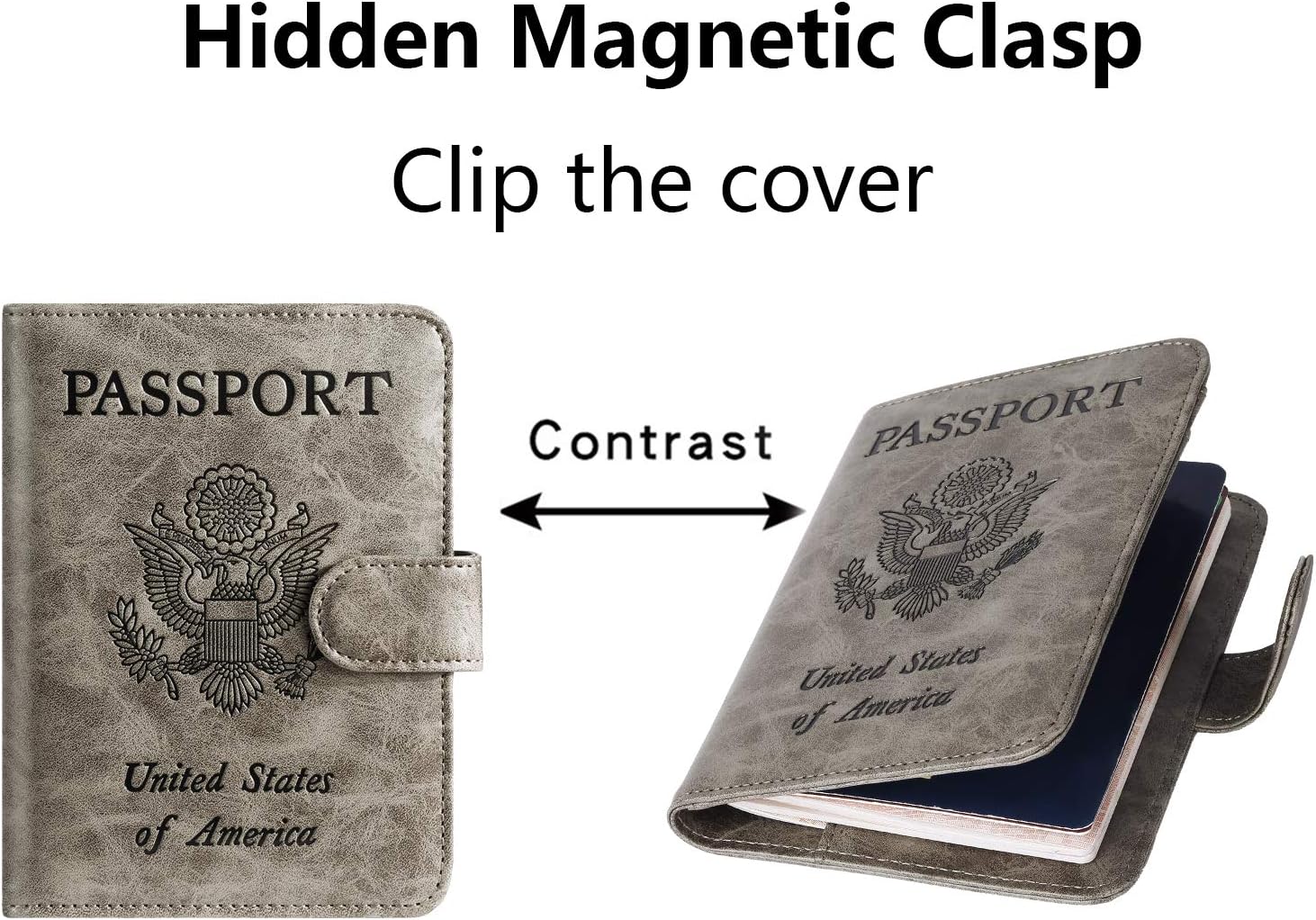 Passport Holder Cover Wallet RFID Blocking Leather Card Case Travel Accessories for Women Men (Grey)