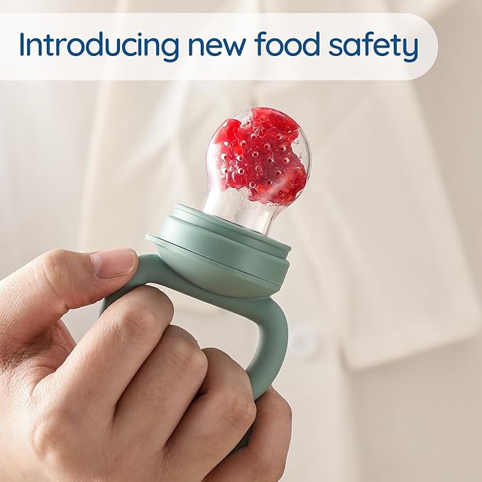 2 Pack Silicone Baby Fruit Feeder with Mini Freezer Tray, Breastmilk Popsicle Molds for Baby Teething Relief, Fresh Food Feeder for Safe Infant Self Feeding, Extra Food Pouches