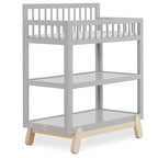 Dream On Me Hygge Baby Nusery Changing Table, Elevated Safety Rails, Water-Resistant Changing Pad & Safety Belt, Spacious Storage Shelves, GREENGUARD Gold & JPMA Certified – Pebble Grey Oak