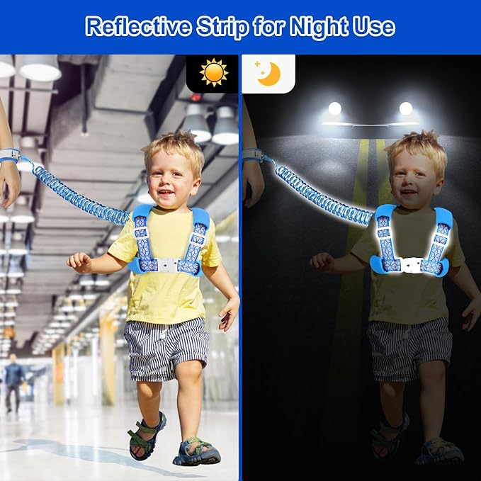 Accmor 3 in1 Toddler Harness Leash, Reflective Kid Harness with Anti Lost Wrist Link, Harness Leash for Toddlers, Child Walking Harness Kids Leash Wristband Rope Belt with Lock for Baby Boys Girls