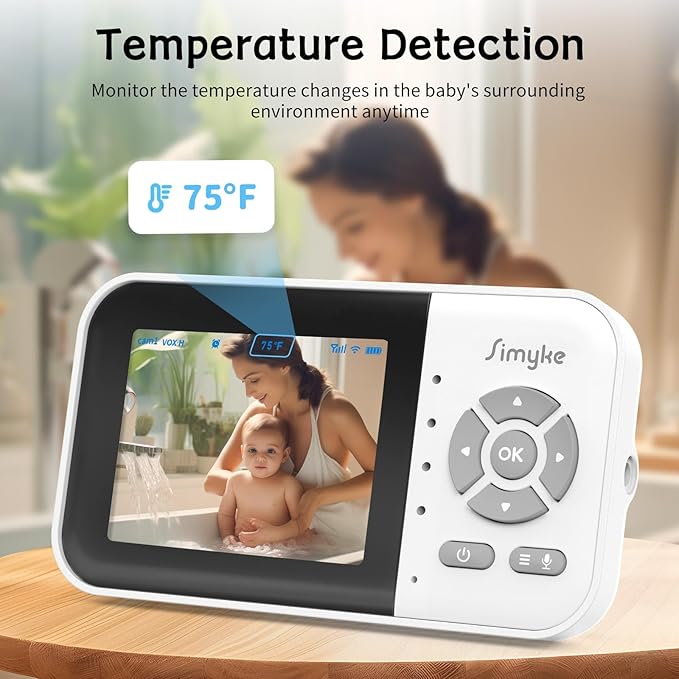Video Baby Monitor with Camera No WiFi 1200ft Long Range, 2.8" Plug & Play Diaplay, Auto Night Vision, 5 Lullabies Portable Baby Sound Monitor, Baby Room Use, for Baby/Elderly