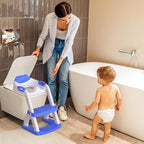 SKYROKU Potty Training Toilet, New Sector-Shape Stabilized Base two in one Toddler Toilet Seat with Splash Guard, Anti Slip Pad, and Step Stool Dark Blue