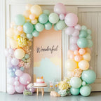 RUBFAC 129pcs Mint Green Balloons Different Sizes 18 12 10 5 Inch, Pastel Makani Blue Balloon Garland Arch Kit for Birthday Baby Shower Gender Reveal Easter Wedding Party Decoration
