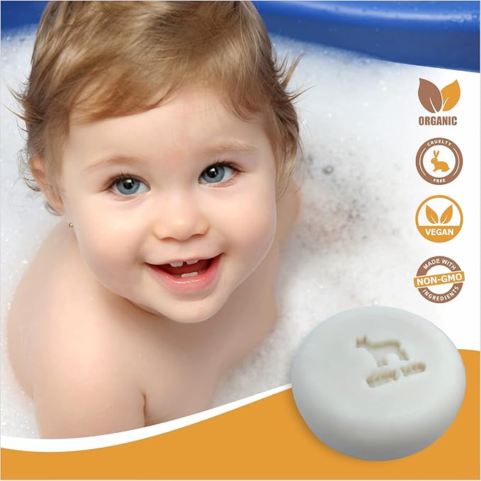 MADE IN USA Baby Soap Bar with Goat Milk and Honey - Naturally Cold Processed from Organic Ingredients - Delicate for Newborn Skin, Gift for babys, Kids, Toddlers and Adults - Handmade in USA