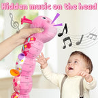 LIGHTDESIRE Baby Toys Musical Caterpillar,Infant Stuffed Animal Toy with Crinkle and Rattles,Soft Sensory Toys with Textures for Tummy Time Newborn Boys Girls 0 3 6 12 Months(Pink)