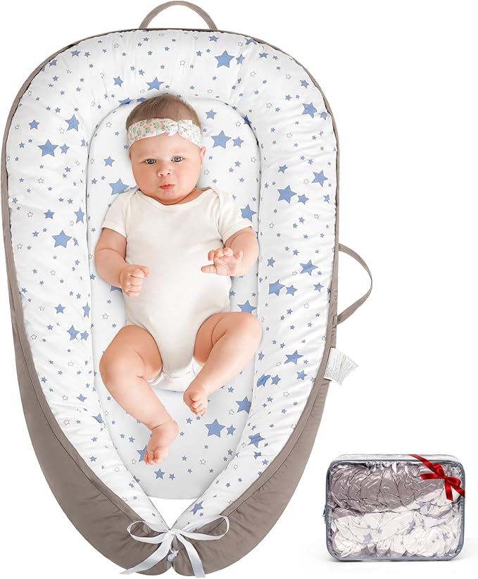 HKAI Baby Lounger – Soft Cotton Infant Floor Seat for Newborn to 24 Months, Portable Travel-Friendly Pillow for Boys & Girls