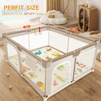 Baby Play Mat - Thicken 71x59 Inch Soft Foam Crawling Mat for Playpen & Floor, Non-Slip Waterproof Playmats for Infants & Toddlers, Portable Foldable & Machine Washable, Beach Animals