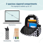 Wildkin ECO rPET 17-inch Large Backpack – Sustainable, Padded, Adjustable – Black and White Checkered