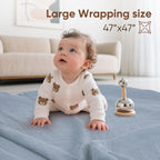 Muslin Swaddle Blankets, Nursery Receiving Blanket for Newborn, Baby Swaddle Wrap Soft Silky & Breathable, 3 Packs, 47 X 47In (Blue and Green 3 Pieces)