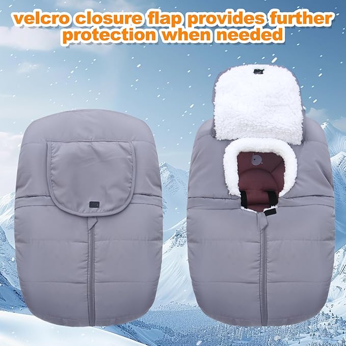 Fairy Baby Winter Car Seat Cover for Babies Carseat– Waterproof, Warm Car Seat Cover Baby – Universal Winter Cover for Back Seat, Infant Car Seat & Baby Carseat (Grey)
