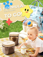 Travel Formula Container, 800ml BPA-Free Baby Formula Dispenser On The Go with Flip Top Lid, Magnetic Spoon & Date Marker, 13OZ, 0.84LB, 380g, Brown