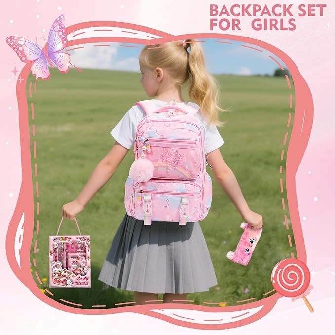 Aesthetic Kawaii Rainbow Backpack