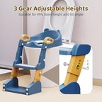 Potty Training Seat, 3-in-1 Toddler Toilet Seat with Step Stool Ladder, Splash Guard Anti-Slip Pad, Foldable Potty Chair with Soft Cushion for Toddler Kids Boys Girls