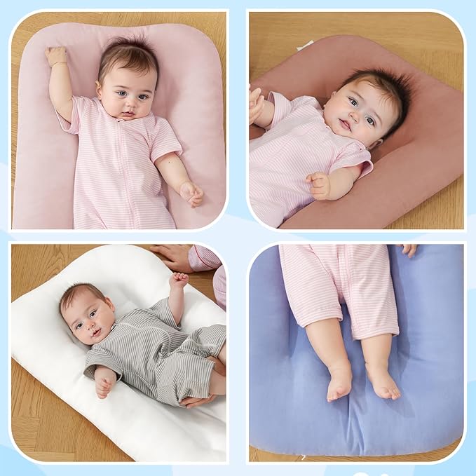 Baby Lounger for Newborn, Bionic Design Baby Lounger, Soft Organic Cotton Breathable Lounger for Infants 0-18 Months (Blue)