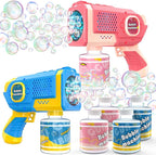 EagleStone 2 Pack Bubble Guns with 4 Bottles Solution, Automatic Bubble Machine Blaster for Kids & Adults – Light Up Summer Toy for Outdoor, Birthday Gifts, Easter, Wedding Party Favor Bubble