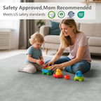 Baby Play Mat for Floor,Extra Large 59"×71" Tummy Time Mat,Thicker Memory Foam Mat for Toddler,Infant,Kid,Water Repellent Ultra Soft Coral Velvet,Non-Slip Backing Safe for Crawling(Light Grey)