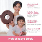 Baby Proofing Corners and Edges Protector Guards (16.5FT Edge +8 Corners), Soft Rubber Foam Edge Protector with Removable Double Sided Tapes, Furniture Table Bumper Guard for Baby Safety-Brown