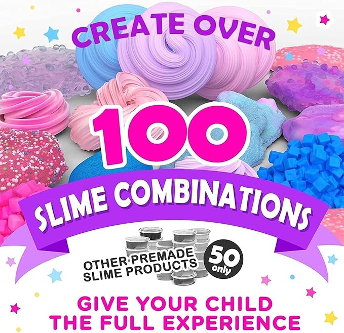Original Stationery DIY Unicorn Slime Kit – Glow-in-The-Dark Fluffy & Glitter Slime Set – Fun Craft Activity & Birthday Gift for Kids Ages 7+