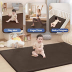 Baby Play Mat for Floor,1.3" Thick Memory foam Tummy Time Mat,Water Repellent Soft Velvet Nursery Rug,Extra Large Non Slip for Crawling,Toddlers,Infants,kids,Tatami Style for Living Room(Dark Brown)