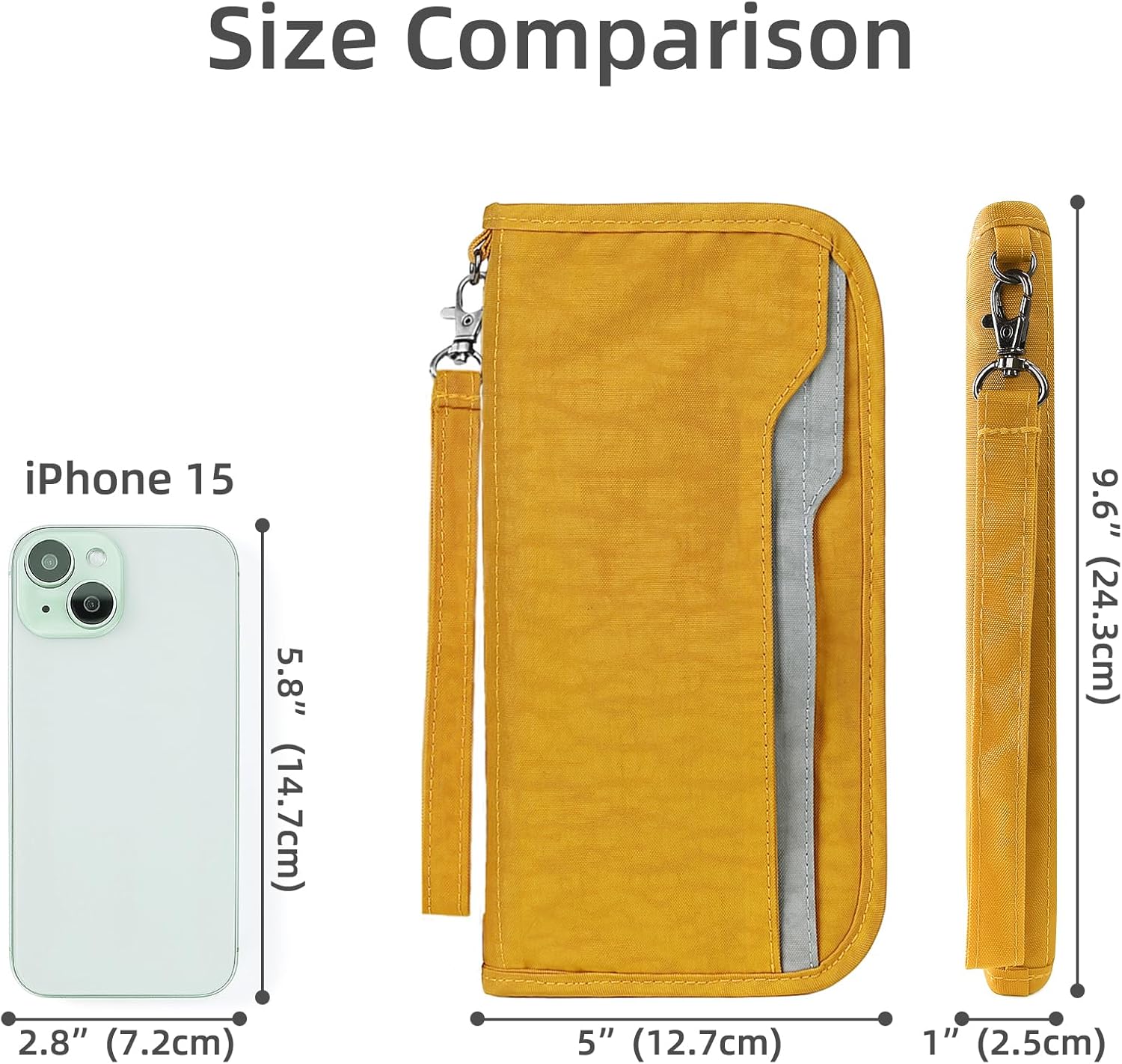 ZOPPEN Passport Holder Family RFID Passport Wallet, Passport Holder Women/Men, Travel Wallet Documents Organizer Zipper Case with Removable Wristlet Strap, Travel Essentials for Flying